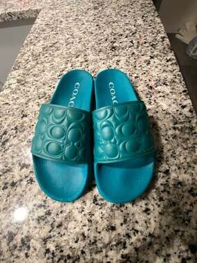 Coach Women's Ulyssa Rubber Slide Sandals in Sea Mist